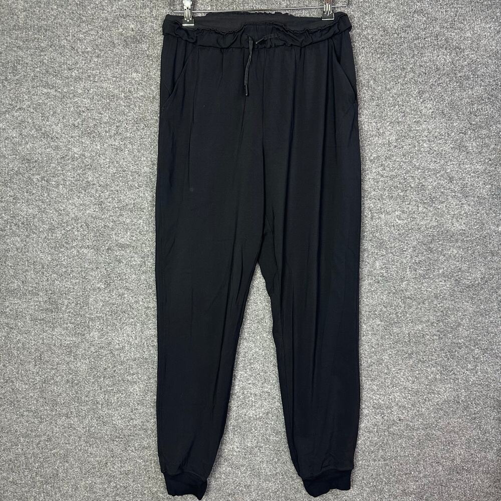 Lululemon Size 6 Stretch Black Jogger‎ Drawstring LOGO Women's